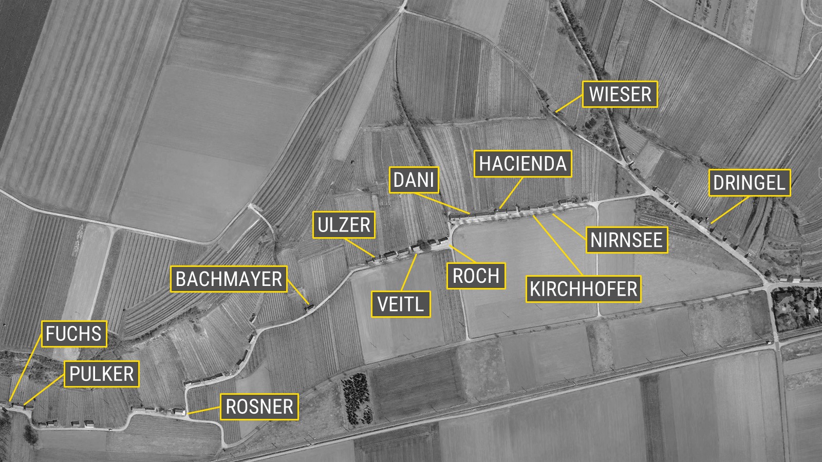 Karte von allen Keller für das Wora Kellergassenfest
